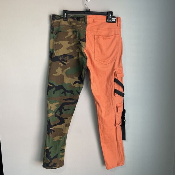 Locked Loaded Jeans Men 36X30 Denim Camo Mid Rise Skinny Zipper Pocket Moto Army - Picture 3 of 16